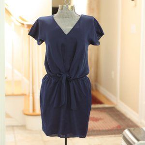 CARVEN Solid Blue Tie Front dress